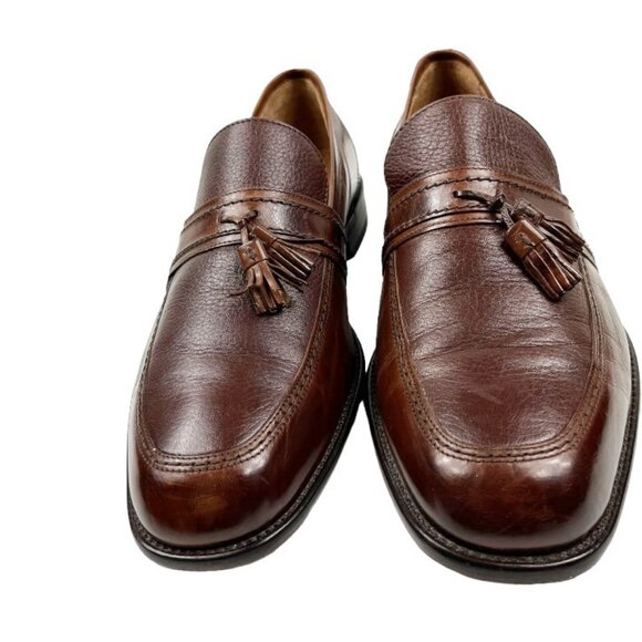 Bostonian Brown Leather Upper Dress Shoe Slip On Tassels Made in Italy Size 12 - Picture 5 of 16